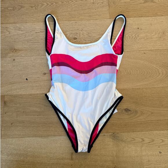 Maaji One Piece Swimsuit Cherry Coke Prime Solid Size S in Red Black White - Picture 4 of 6